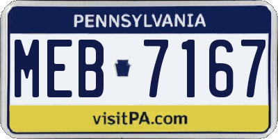 PA license plate MEB7167