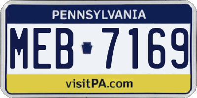 PA license plate MEB7169