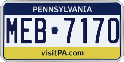 PA license plate MEB7170