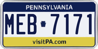 PA license plate MEB7171