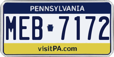 PA license plate MEB7172