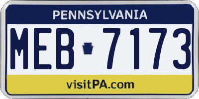 PA license plate MEB7173