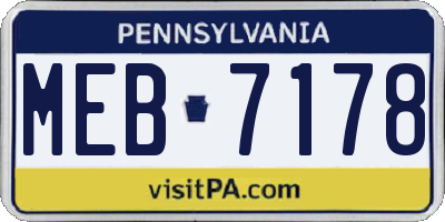 PA license plate MEB7178