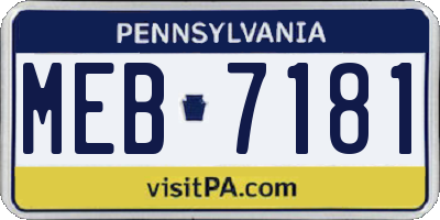PA license plate MEB7181