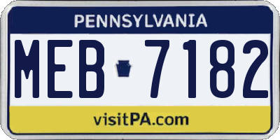PA license plate MEB7182