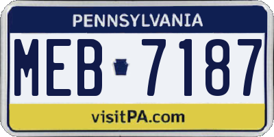 PA license plate MEB7187