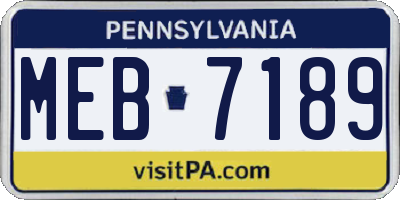 PA license plate MEB7189