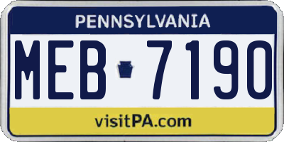 PA license plate MEB7190