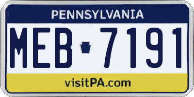 PA license plate MEB7191