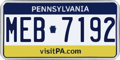 PA license plate MEB7192