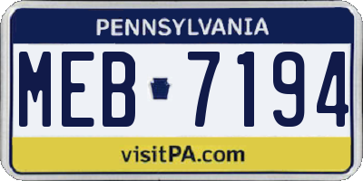 PA license plate MEB7194