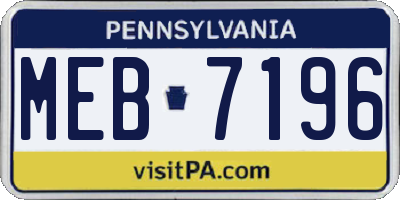 PA license plate MEB7196