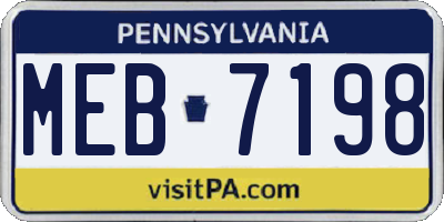 PA license plate MEB7198