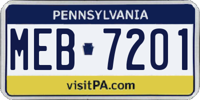 PA license plate MEB7201