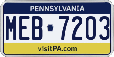 PA license plate MEB7203