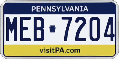 PA license plate MEB7204