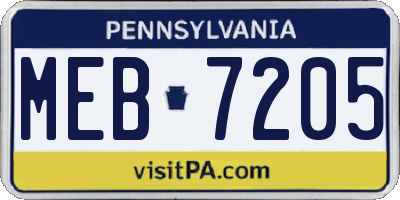 PA license plate MEB7205