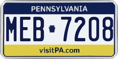 PA license plate MEB7208