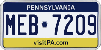 PA license plate MEB7209