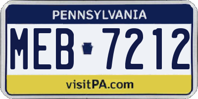 PA license plate MEB7212