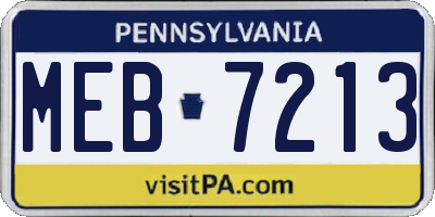 PA license plate MEB7213