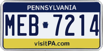 PA license plate MEB7214