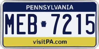 PA license plate MEB7215