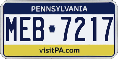 PA license plate MEB7217