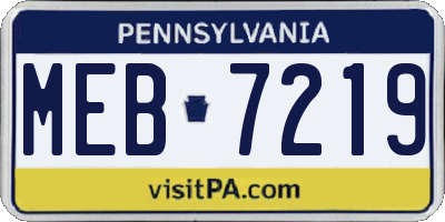 PA license plate MEB7219