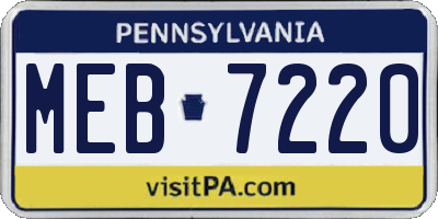 PA license plate MEB7220