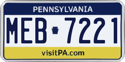 PA license plate MEB7221