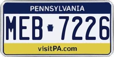 PA license plate MEB7226
