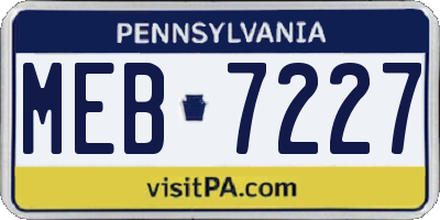 PA license plate MEB7227
