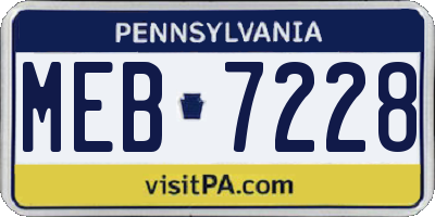 PA license plate MEB7228