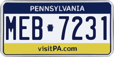 PA license plate MEB7231