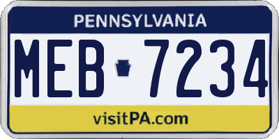PA license plate MEB7234