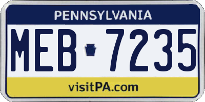 PA license plate MEB7235