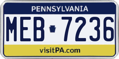 PA license plate MEB7236
