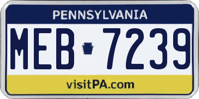PA license plate MEB7239
