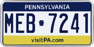 PA license plate MEB7241