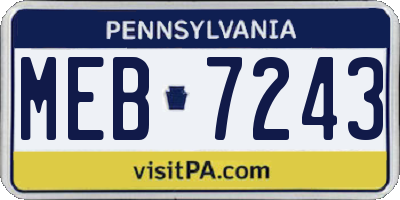PA license plate MEB7243