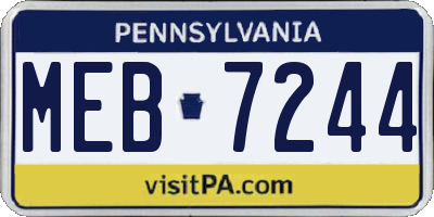PA license plate MEB7244