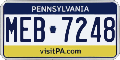 PA license plate MEB7248