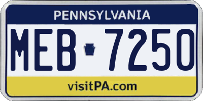 PA license plate MEB7250