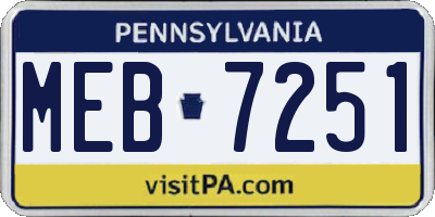 PA license plate MEB7251