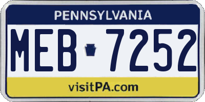 PA license plate MEB7252