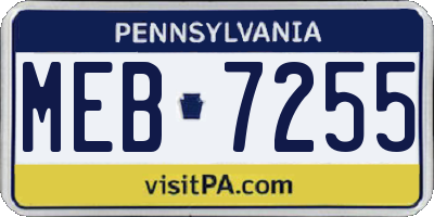 PA license plate MEB7255