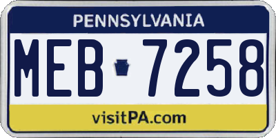 PA license plate MEB7258