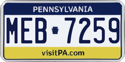 PA license plate MEB7259