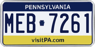PA license plate MEB7261